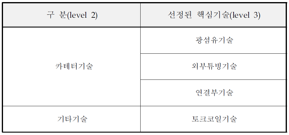 선정된 핵심기술