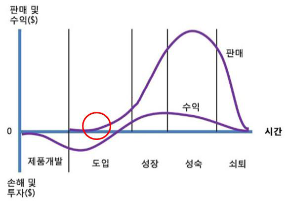 신청기술의 기술수명주기상 위치