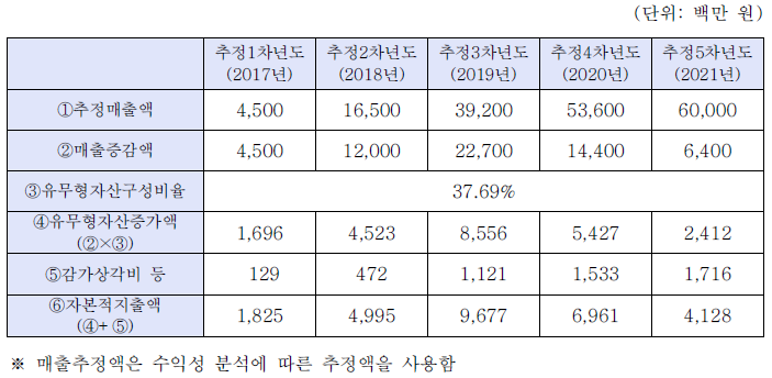 자본적 지출액 산출내역