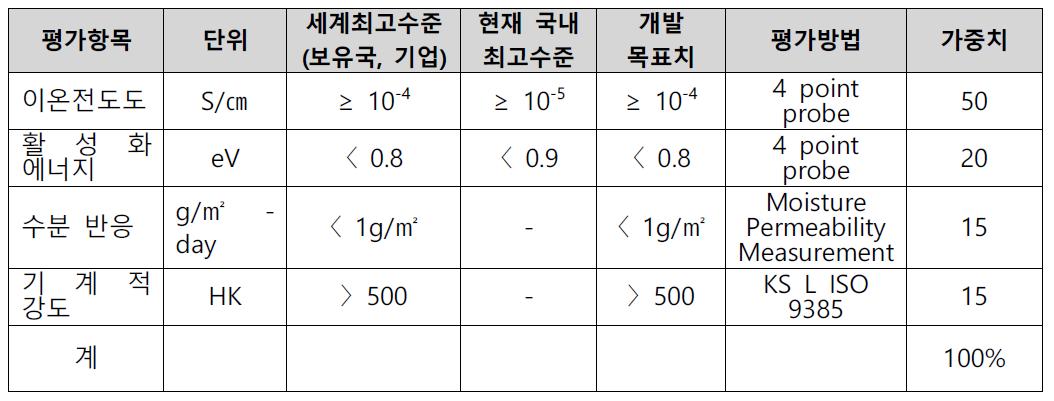 개발기술 평가항목