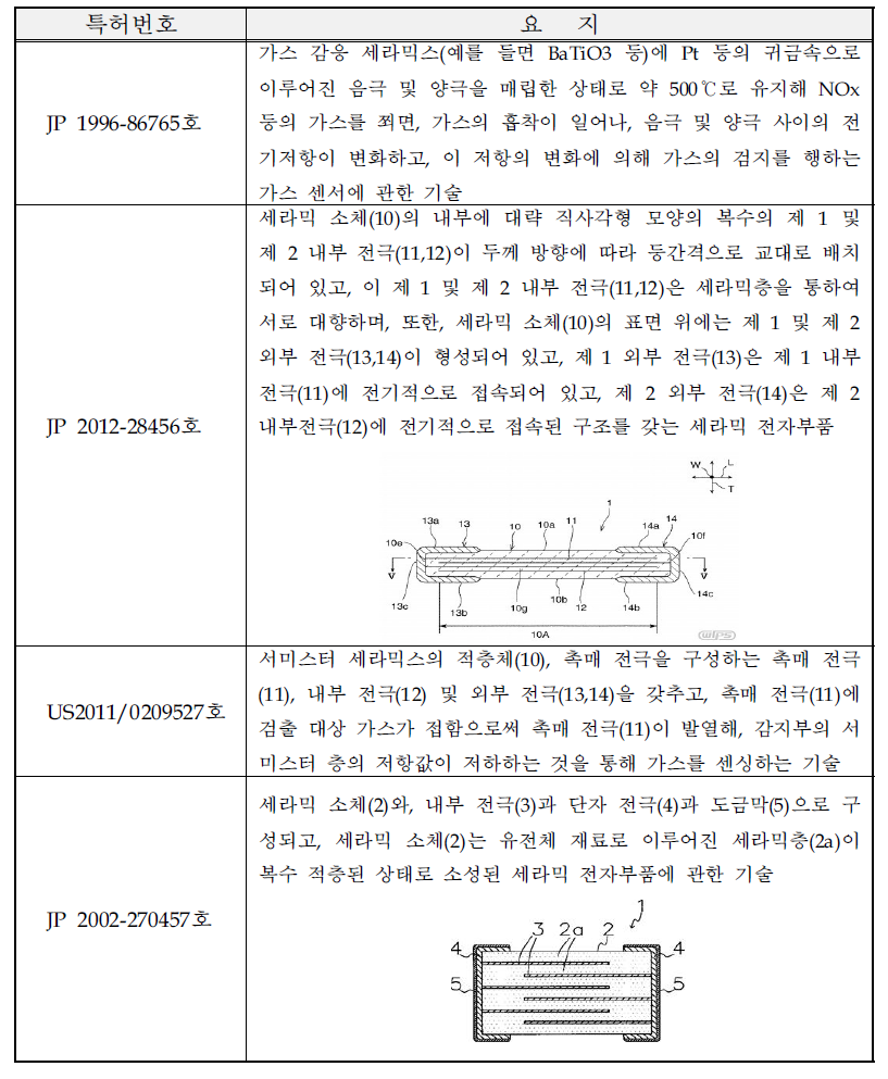 매립형 전극을 구비한 센서와 관련된 해외 주요특허