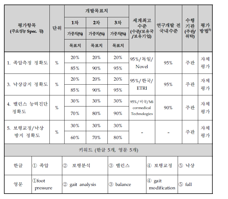 기술개발 평가항목