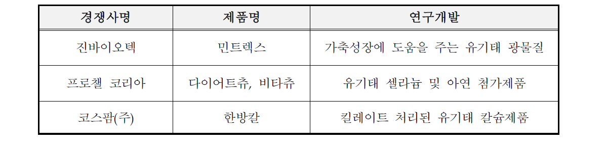 국내 유사기술 연구개발 및 제품화 현황