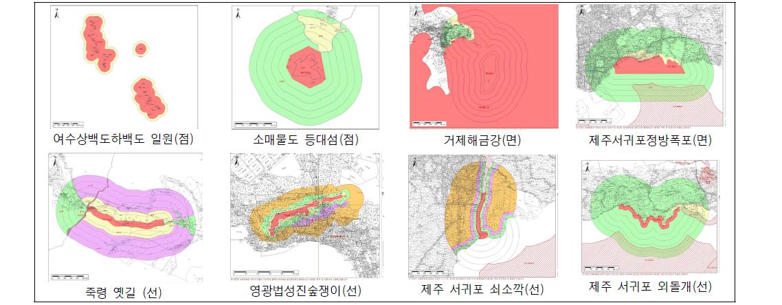 문화재 지정 형태로 본 명승의 분류 (지형고시도면, 현상변경기준도면)