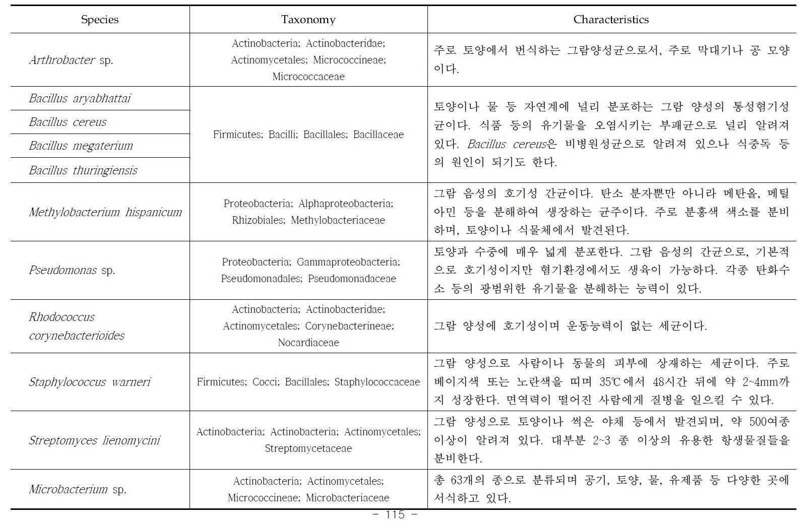 종동정된 세균의 특성