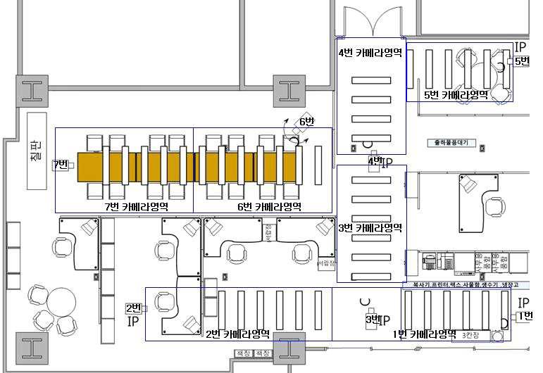 카메라 배치 및 조명설치 도면