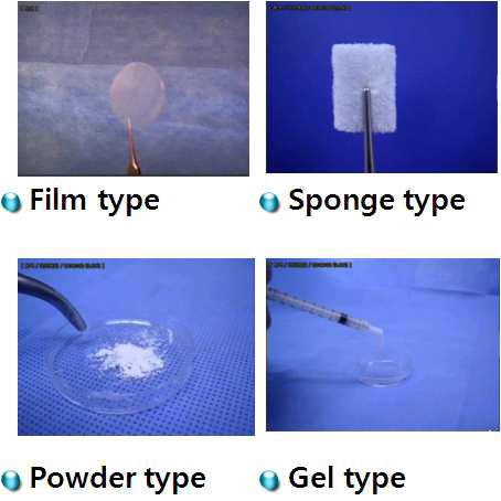 세포유래 생체소재를 이용하여 제조한 다양한 형태의 제품