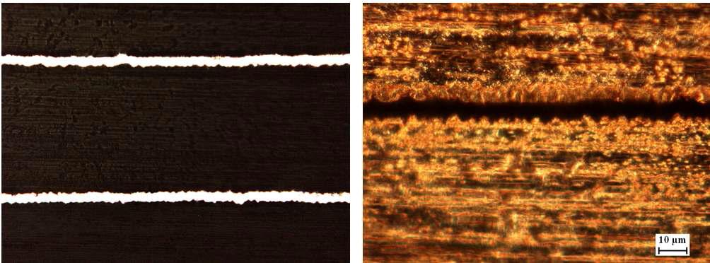 Saw shaped FMM patterns fabricated by a low overlap ratio of picosecond laser pulses