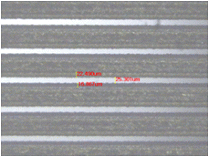 개구부 선폭 및 Taper Angle 가공결과