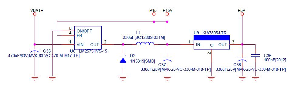 5V,15V 전원 생성부