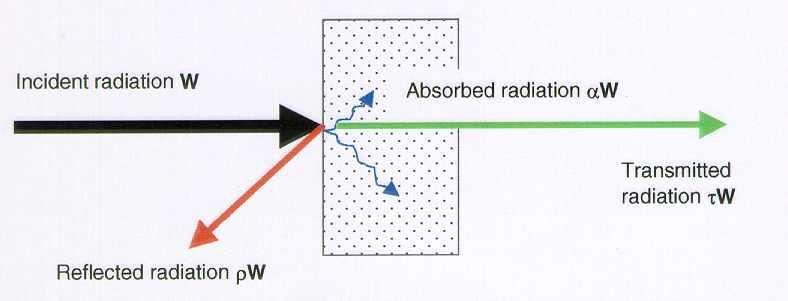 Incident radiation and three different reactions