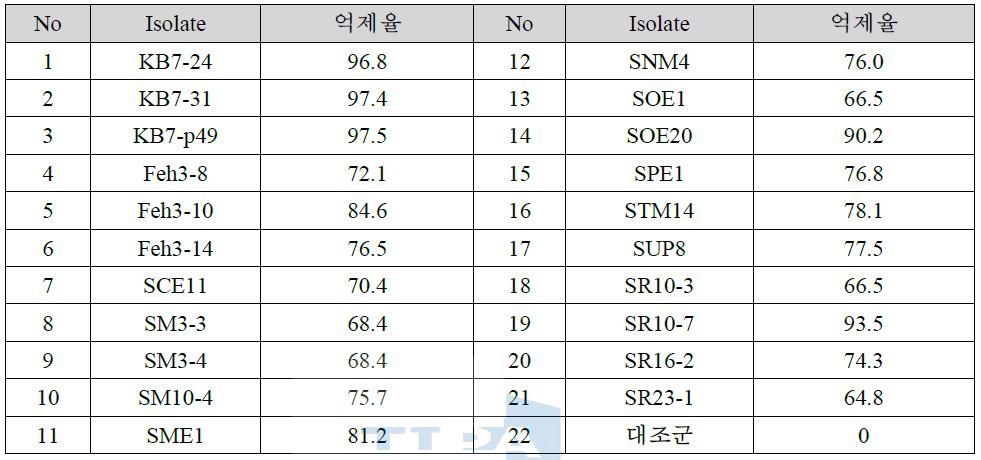 Probiotic 유산균의 in vitro Biofilm 형성 억제능 단위