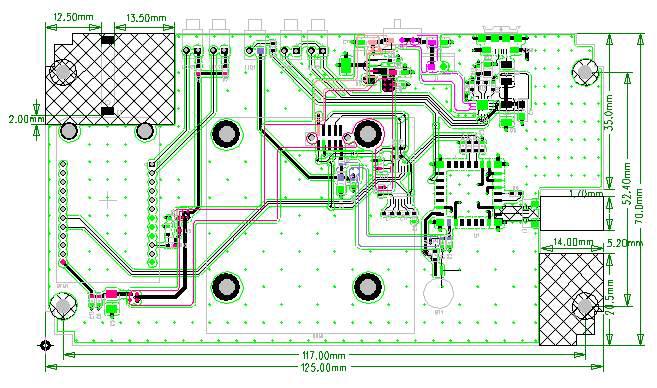 실내위치 항법모듈의 PCB layout(RF, GPS ANT 등)