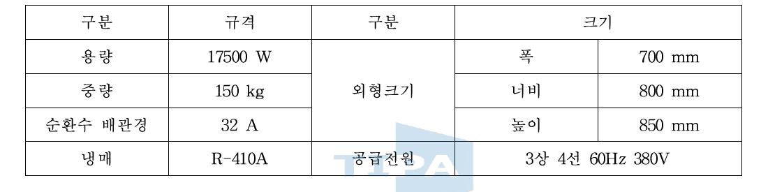 제품의 일반적 사양