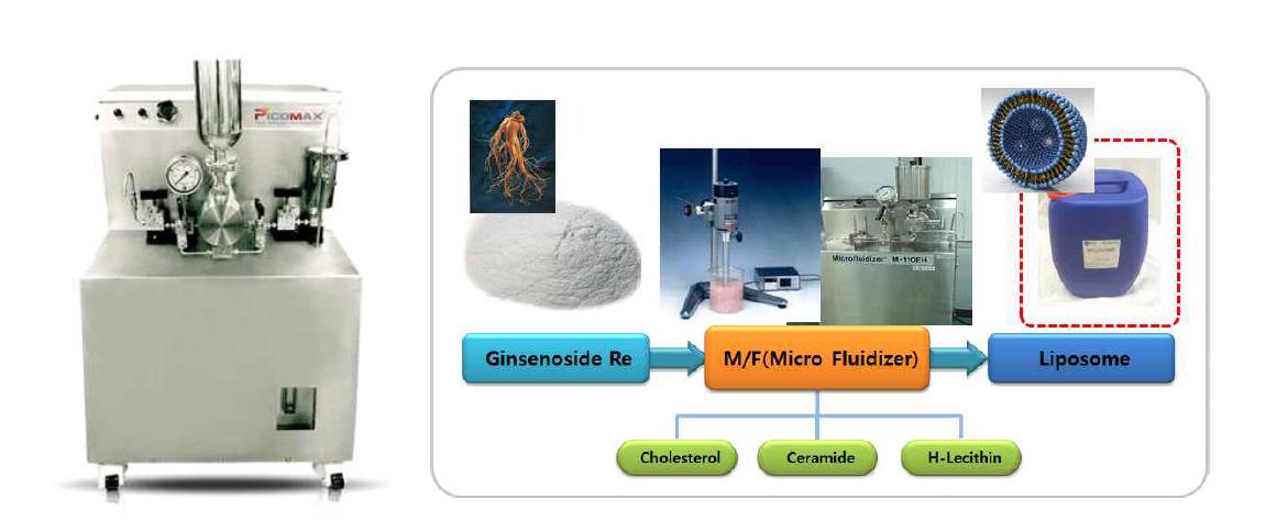 microfluidizer와 리포좀 제조 공정도