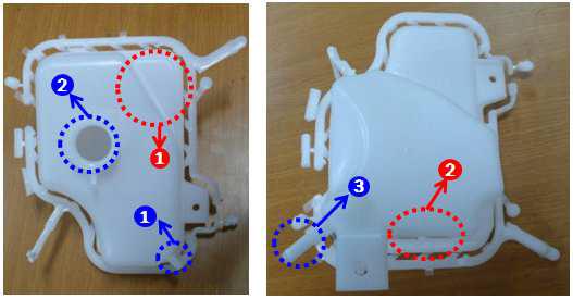 냉각수 보조탱크의 주요 치수부 위치(시작품)