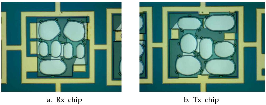 Band 2 Duplexer의 T/Rx 개별 chip 사진