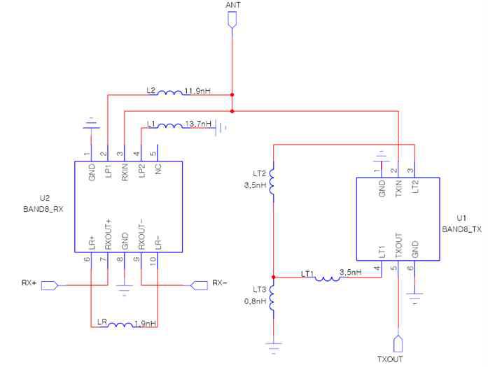 Band 8 Duplexer schematic