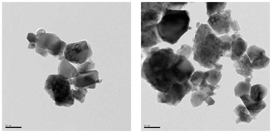 TEM image of CeO2 nano-powder prepared by a hydrothermal reaction with Ce ammonium nitrate 0.4M, KOH 5M at 200℃ for 16hr