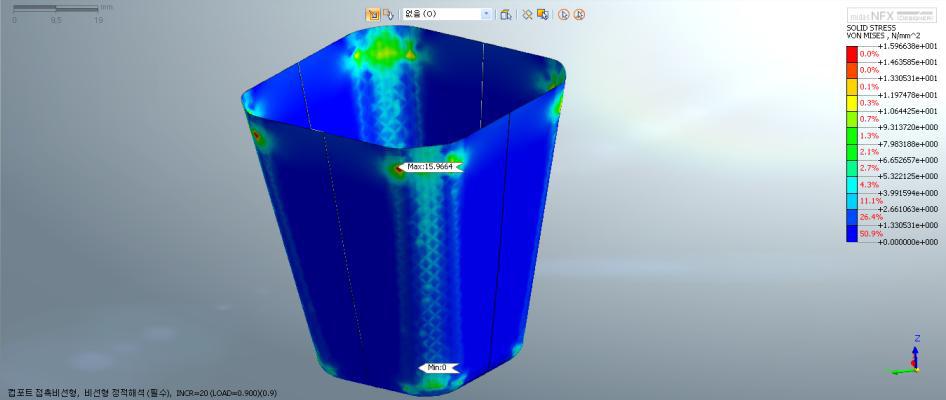 20번째 증분된 von Mises 응력 (16N/mm2)