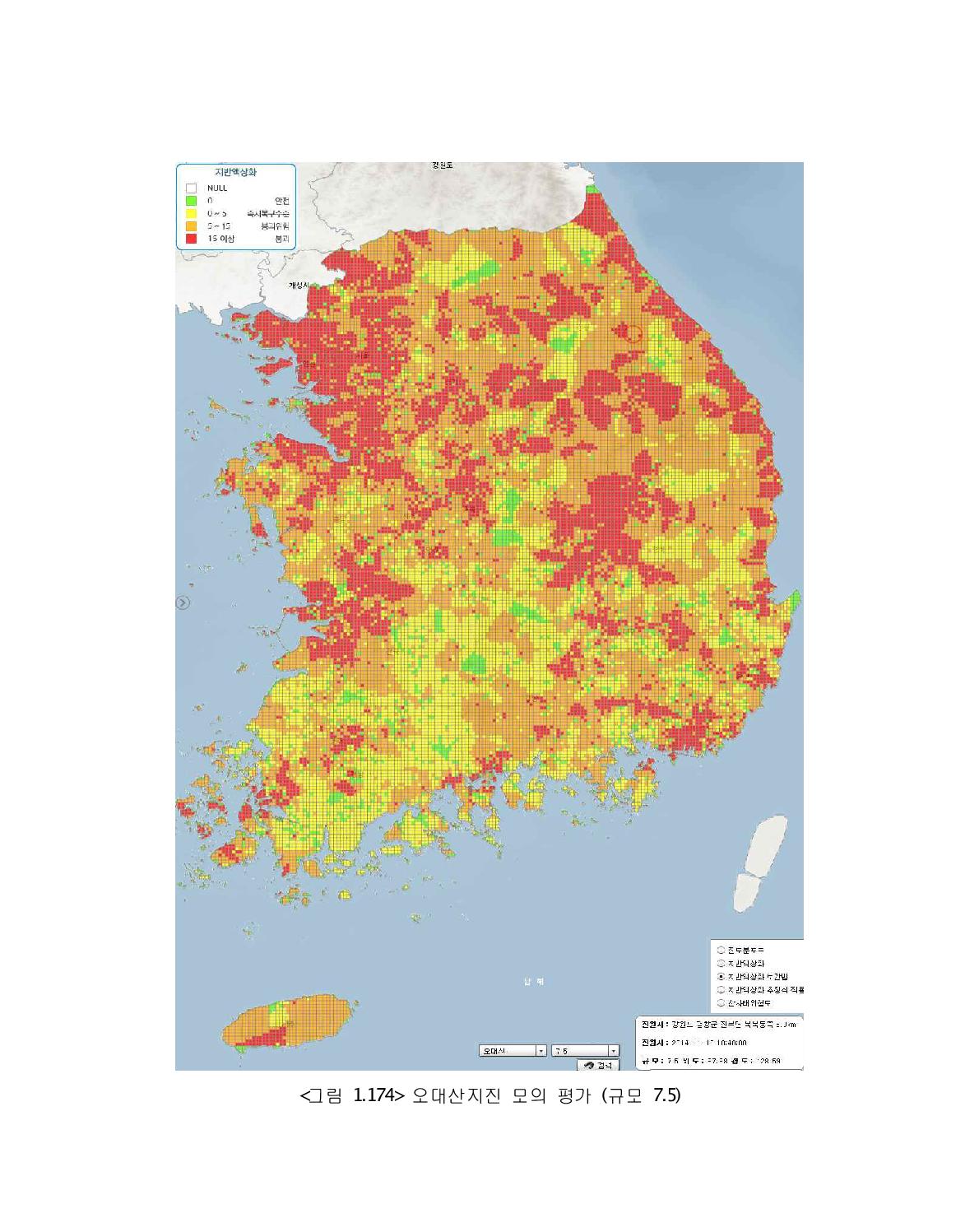 오대산지진 모의 평가 (규모 7.5)