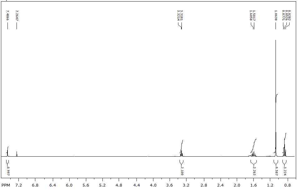 2,2-dimethyl-N-propylpropan-1-imine의 1 H NMR 스펙트럼