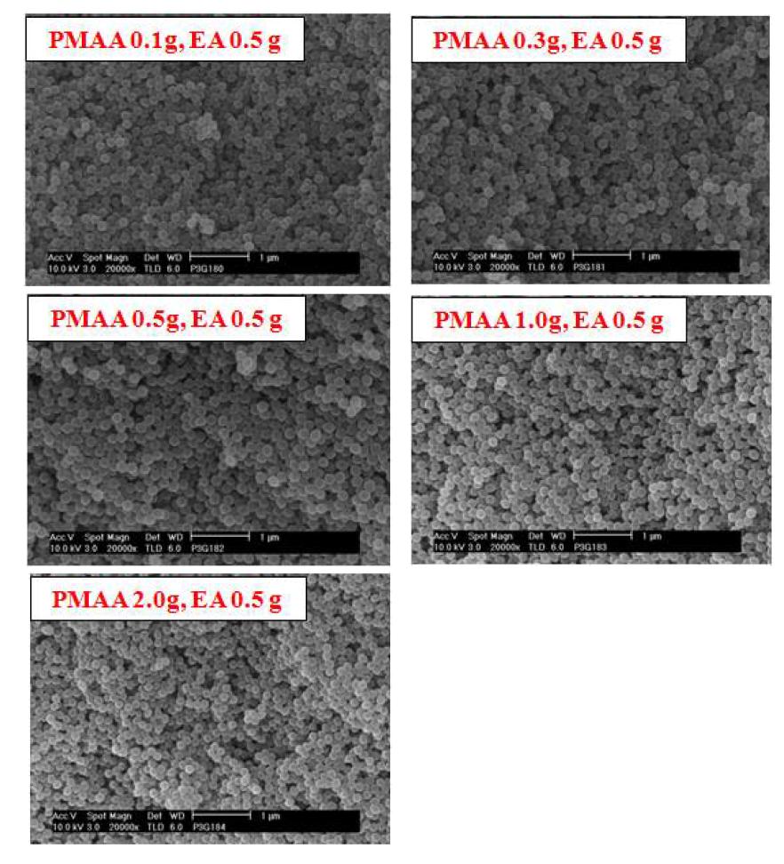 Poly(methacrylic acid) 나트륨염을 사용하여 중합된 PVDF 입자