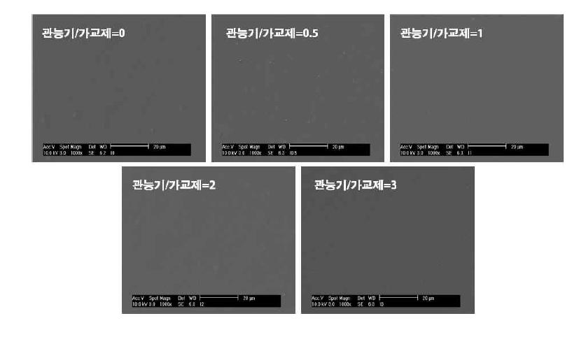 관능기/가교제 비에 따른 코팅층의 표면 형태 분석 결과