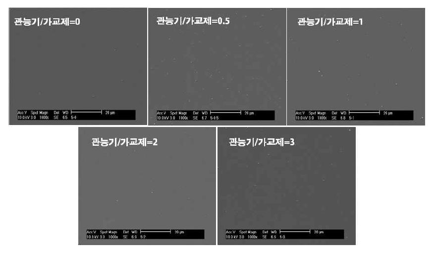 관능기/가교제 비에 따른 코팅층의 표면 형태 분석 결과 (AM2/5)