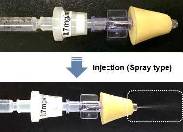 Injection of CTV Lyotip by using spray type module