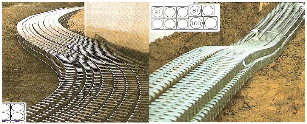 각형전선관 외국 적용 사례(곡선부분 시공사진)