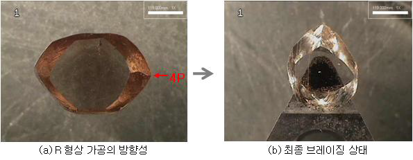 초경 섕크에 브레이징 한 상태의 사진