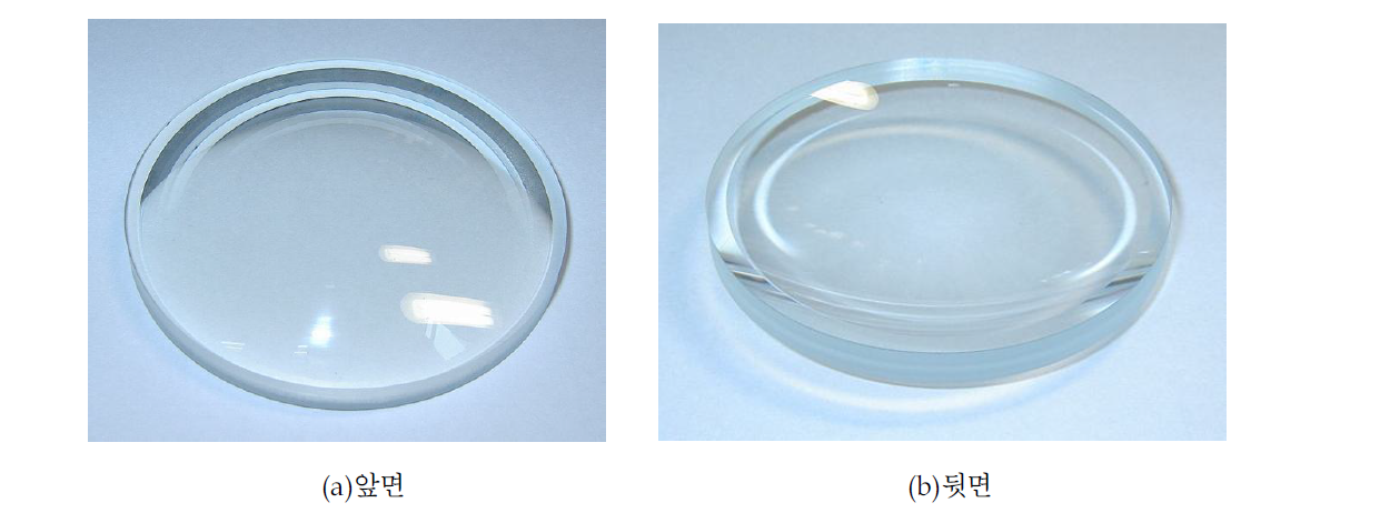 가공 완성된 4.00 D 비구면 안경렌즈