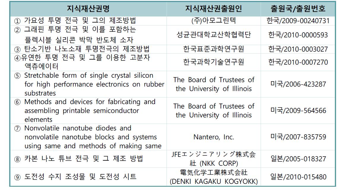 국내외 관련지식재산권 현황