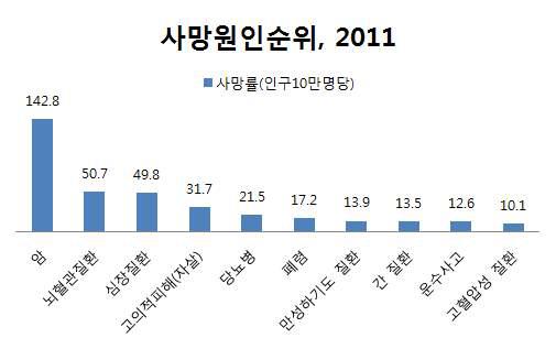 2011년 사망원인 조사표 (2012 통계청).