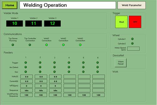 Welding Operation 화면