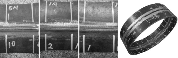 파이프 내면 원주 용접 시편