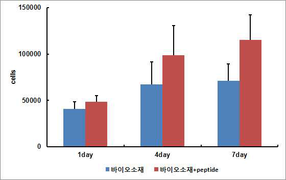 골증강 기능성 펩타이드가 도입된 바이오소재의 세포증식능