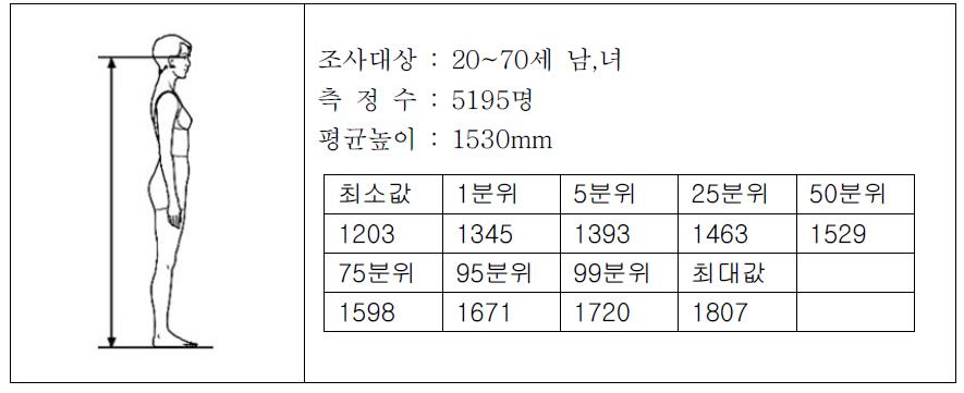 한국인 인체치수 : 눈 높이