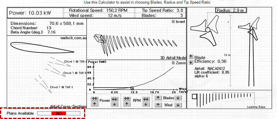 10kW 150rpm 블레이드 제작 가능 여부 확인 (해외 블레이드 성능 계산프로그램 참고)
