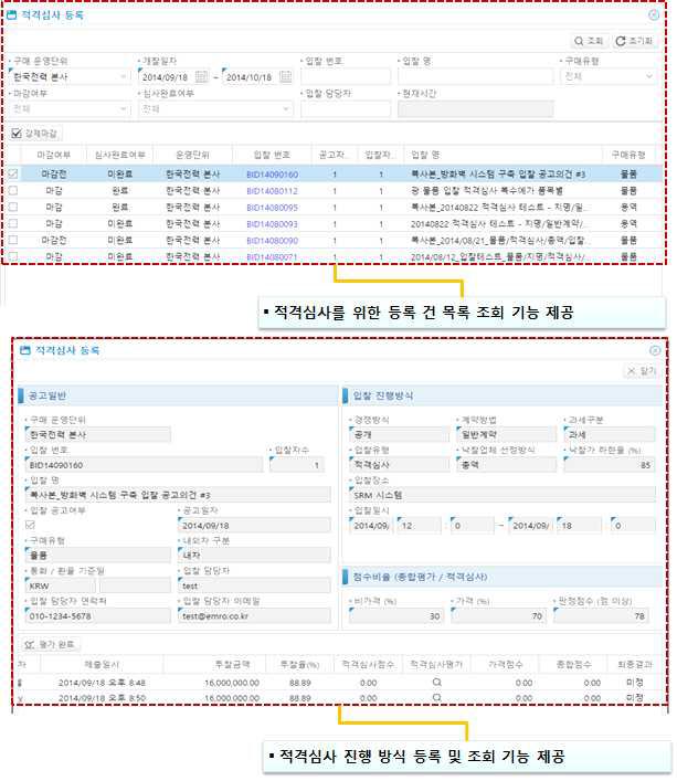 적격심사 결과 등록