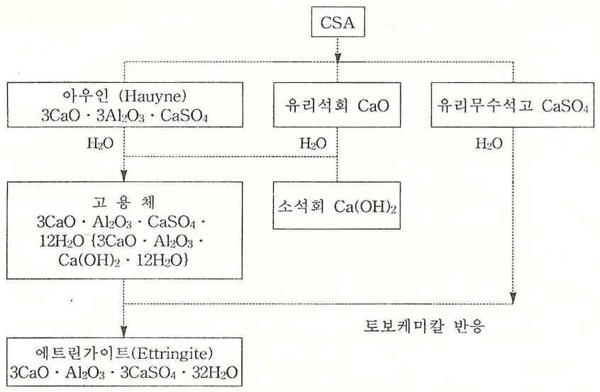 Ettringite의 반응식