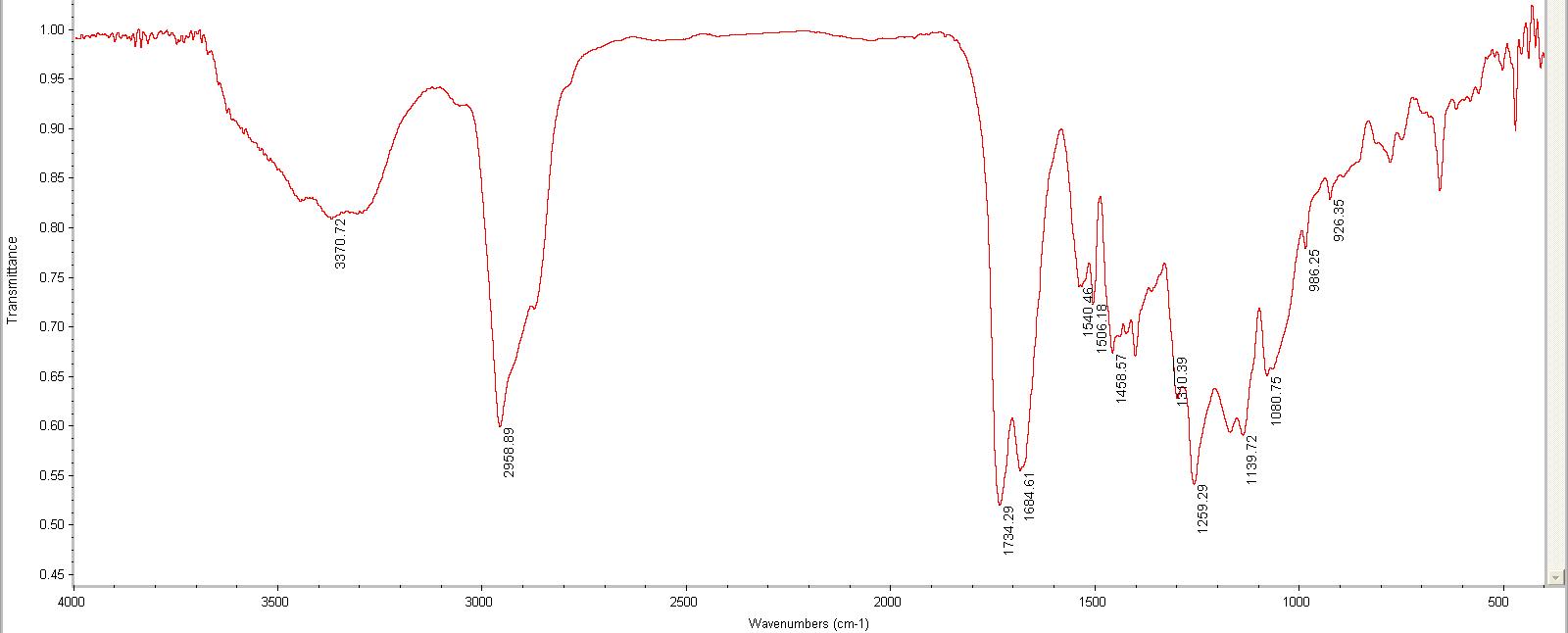 일반 polyol 사용 PUD의 FT-IR spectrum