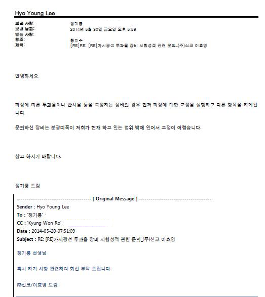 시험평가 답변 메일