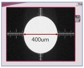400 ㎛ 광조리개 통과 후 CCD 카메라에 맺힌 빔 영상