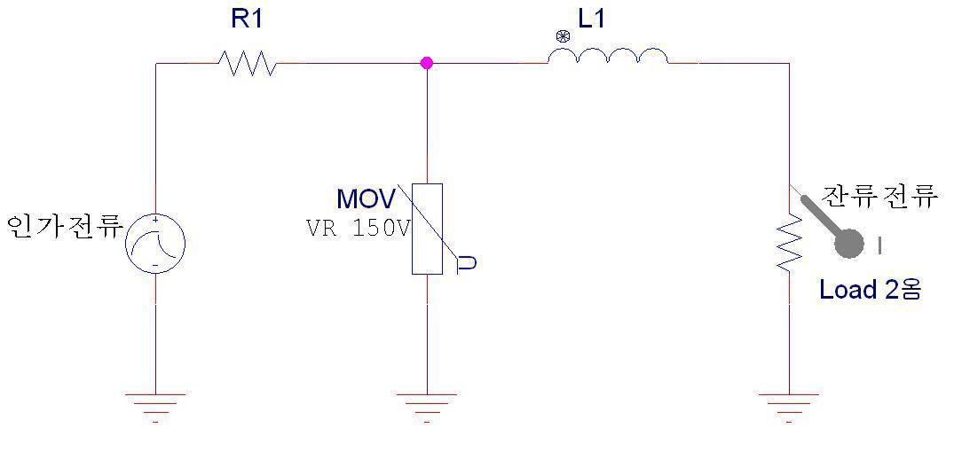 인덕터 재질에 대한 잔류전류 평가 회로도