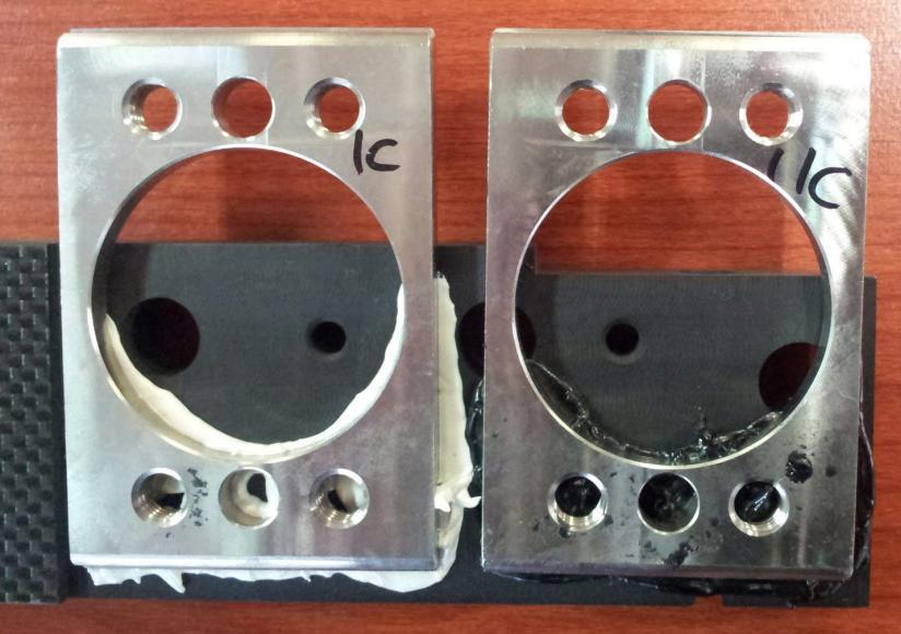 Hysol 1C(좌), 11C(우) 에폭시 접착제 접착력 테스트.