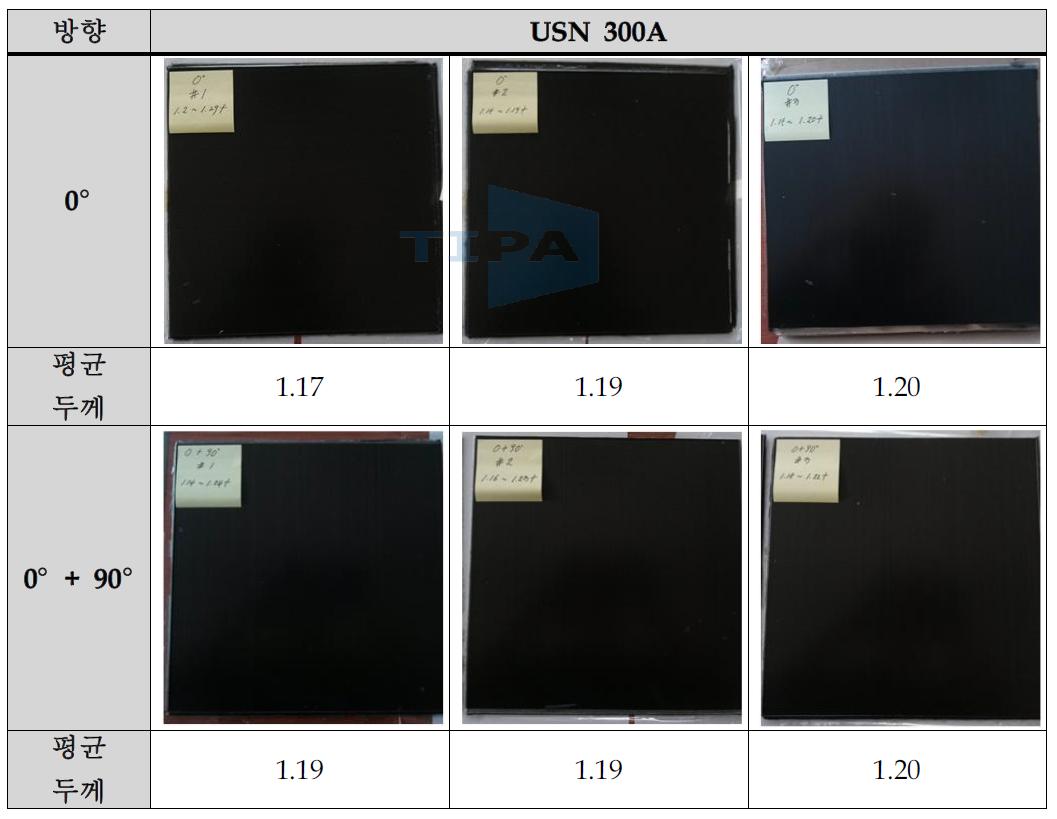 시험분석 제작을 위한 UD 판재 두께 데이터