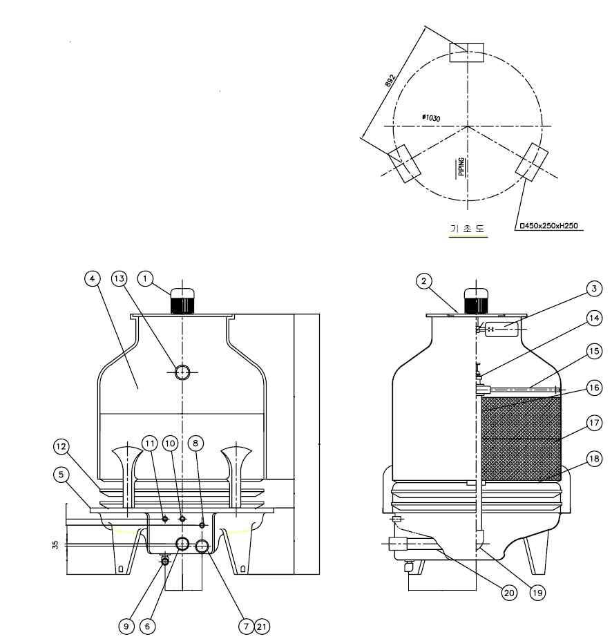 10,000 CMH급 실기실험용 냉각탑 도면