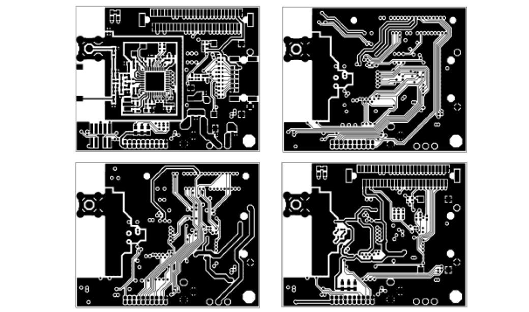 PCB 거버 Layer 1, 2, 3, 4(좌측상단부터)